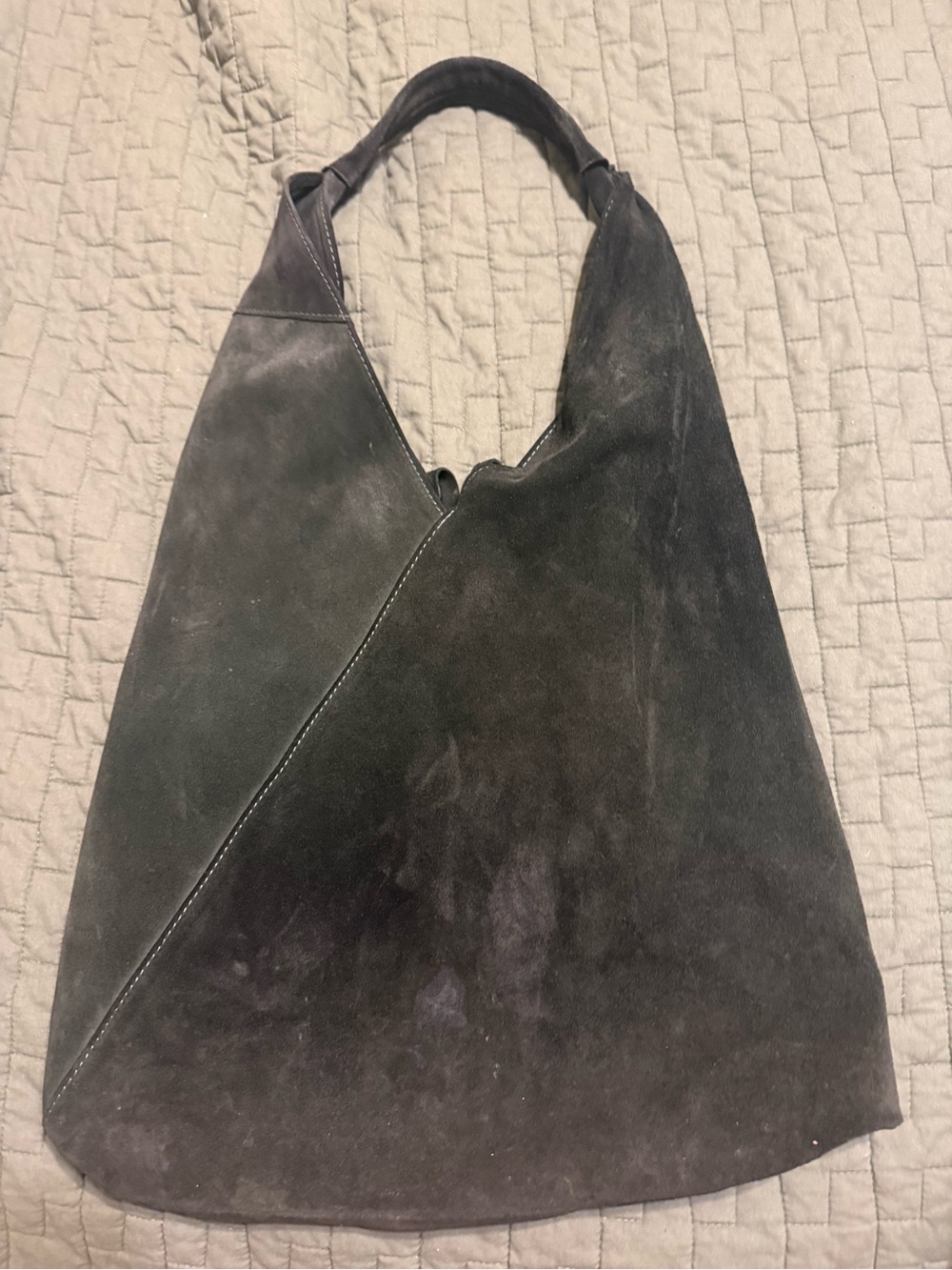 Hunter green Italian Suede Asymmetrical Hobo Tote